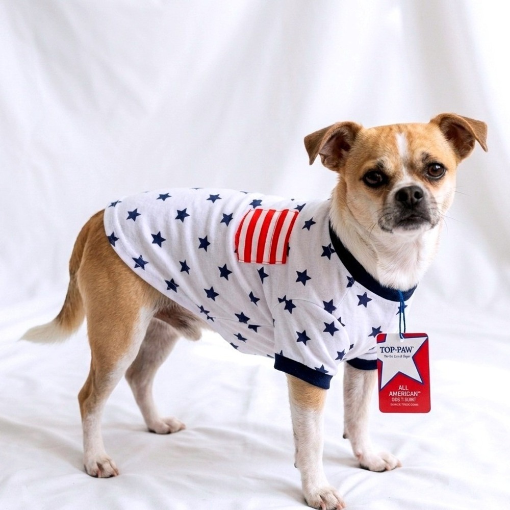 Top Paw All American Dog T-Shirt Small Stars Stripes Patriotic Pet Apparel